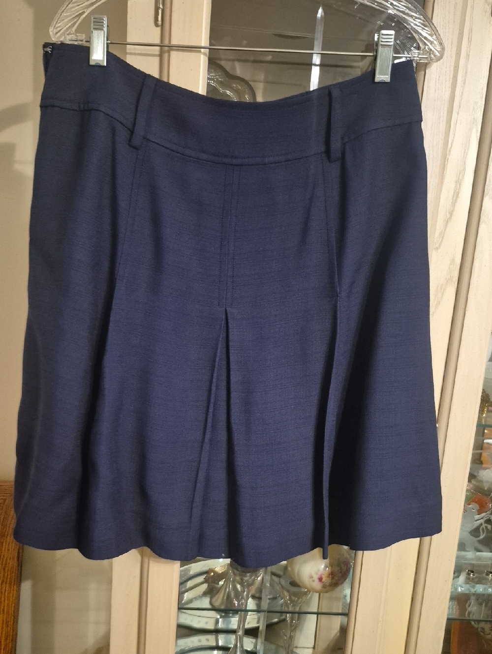 J. Crew Navy A-Line Pleated Skirt